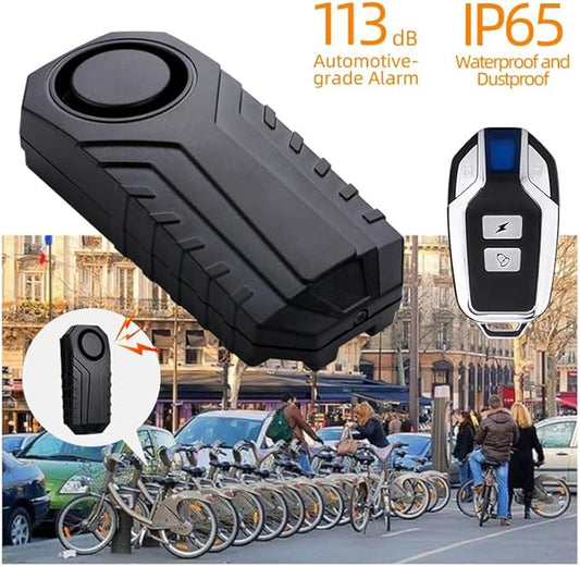 AIJING 113db Bike Alarm with Remote, Loud Anti Theft Alarm for Bicycle Golf Car, IP65 Waterproof Vibration Sensor Alarm System, Wireless Siren for E-Bike, Motorcycle,Trailer, Mailbox, Scooter (A1)