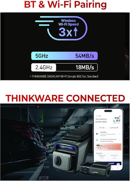 THINKWARE U3000 PRO 4K Front Dash Cam, 64Ghz Built-in Radar Buffered Parking Mode, STARVIS 2 Sensors, HDR, 5GHz Wi-Fi GPS, LTE or Cabin Cam Compatible (64GB Memory Card, CPL, Hardwiring Cable Incl)