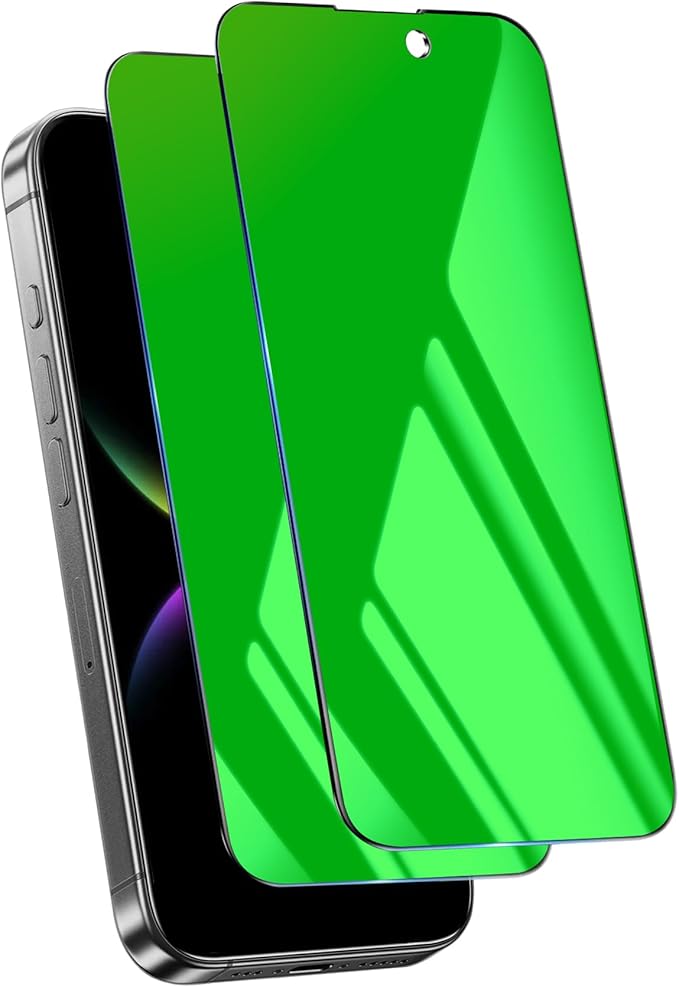 Privacy Screen Protector for iPhone 15 Pro Max Tempered Glass 6.7 inch Private Protective Film Anti-Blue Light Anti Spy No-Bubble Gradient Green [HD Clarity], 2-Pack