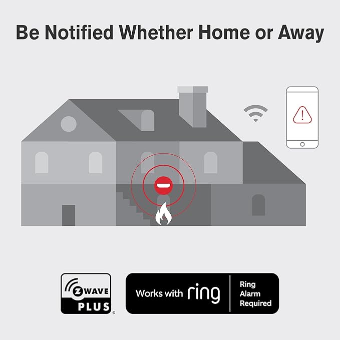 New 2025 First Alert SMCO410 Z-Wave Battery-Powered Smoke Detector & Carbon Monoxide Alarm, Works with Ring Alarm Base Station, Single Pack, White