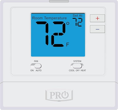 PRO1 T701 Single Stage Non-Programmable Wall Thermostat for 1 Heat/1 Cool Conventional Systems, Conventional Digital Thermostat for Home
