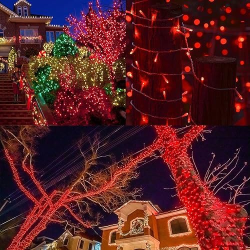 LJLNION 300 LED Valentines Lights, Extra Long 98.5FT Christmas String Lights Outdoor Indoor, 8 Lighting Modes, Plug in Waterproof Fairy Lights for Wedding Party Bedroom Decorations (Red)