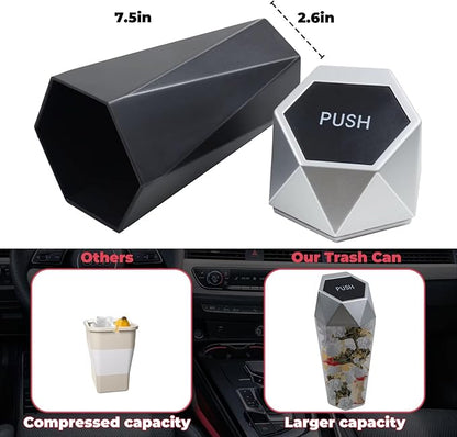 BFXM Car Trash Can with Lid, Garbage Bin for Women, Cute Interior Accessories for Seat Cup Holder, Organization Car Must Haves Essentials Mini Trash Can with Garbage Bag