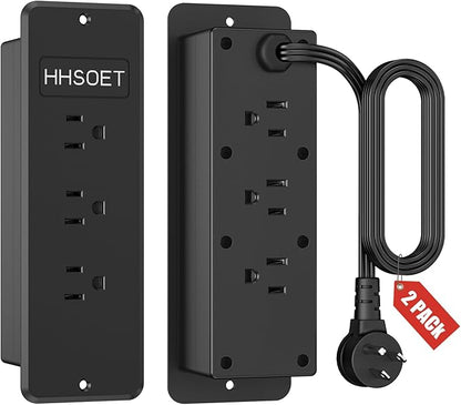 HHSOET 2 Pack Recessed Power Strip, Fast Charging Furniture Outlet Flat Plug, Flush Mount Surge Protection with 6 AC Outlets, 10ft Power Cord for Conference Table, Nightstand