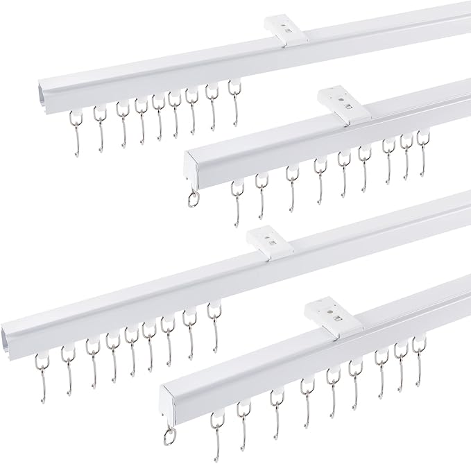 Heavy-Duty Ceiling Curtain Track Kit (9ft - 12ft), Curtain Track Ceiling Mount Room Divider Curtain Rod Aluminum Alloy Ceiling Track for Curtains Ceiling Curtain Rod for Shower, Bedroom, Living Room