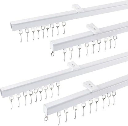 Heavy-Duty Ceiling Curtain Track Kit (9ft - 12ft), Curtain Track Ceiling Mount Room Divider Curtain Rod Aluminum Alloy Ceiling Track for Curtains Ceiling Curtain Rod for Shower, Bedroom, Living Room