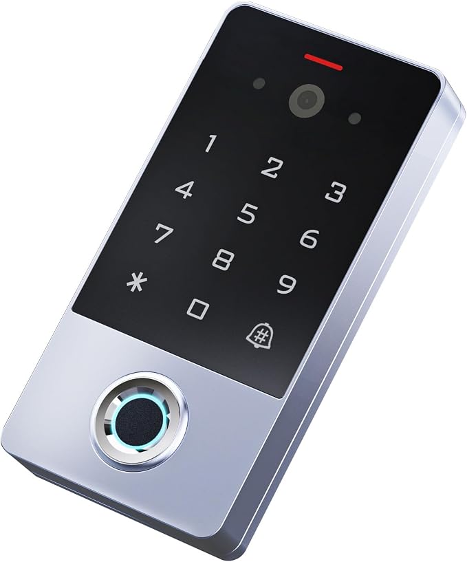 Smart Door Access Control System with Tuya APP Remote Video Intercom & Monitoring, Built-in Camera, 600lbs Magnetic Lock, IP68 Metal Keypad, Fingerprint/Password/ID Card Unlock