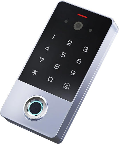 Smart Door Access Control System with Tuya APP Remote Video Intercom & Monitoring, Built-in Camera, 600lbs Magnetic Lock, IP68 Metal Keypad, Fingerprint/Password/ID Card Unlock