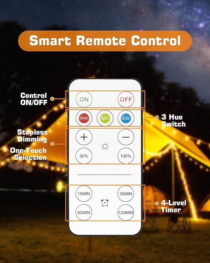BoRccdit CordlessGlow 15W Rechargeable Light Bulbs with Remote, 3 Color Temperatures and Dimmable Battery Light Bulb, Touch Control + 4 Timing + USB Rechargeable Battery Powered Light Bulb, 1Pack