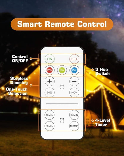 BoRccdit CordlessGlow 15W Rechargeable Light Bulbs with Remote, 3 Color Temperatures and Dimmable Battery Light Bulb, Touch Control + 4 Timing + USB Rechargeable Battery Powered Light Bulb, 1Pack