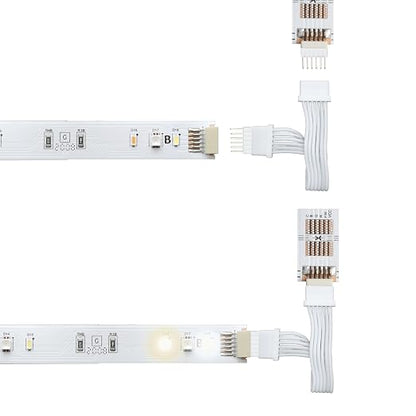 Litcessory Flexible Corner Connector for Philips Hue V4/Solo Lightstrip | Micro 6-Pin, 2in, 4 Pack, White. Not compatible with Flux.