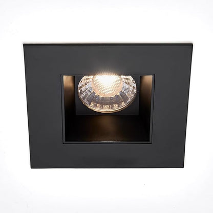 Maxxima 4 in. Ultra-Thin Recessed Anti-Glare LED Downlight, Canless IC Rated, 5 Color Temperature Selectable 2700K/3000K/3500K/4000K/5000K, Dimmable Square Black Trim, 90 CRI