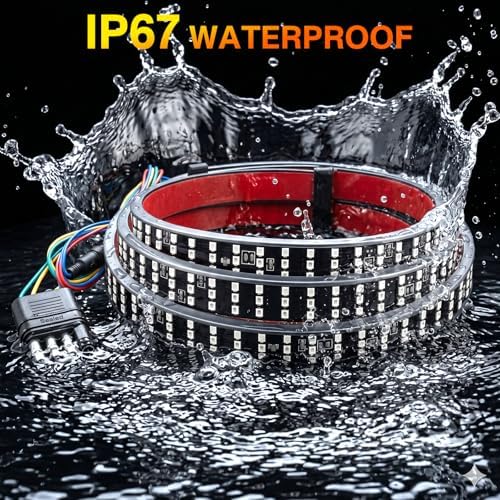 LIGBT 60 Inch Led Truck Tailgate Light Bar Strip 504LED Triple Row LED Tailgate Running Light Kit Flexible Brake Lights Turn Signal White Reverse Light Waterproof for Car Pickup SUV