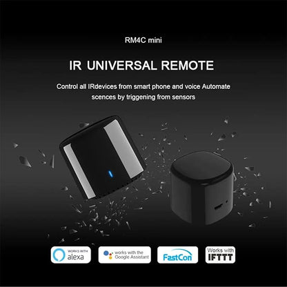 RM4C Mini Wi-Fi IR Blaster Universal Intelligent Remote Control Voice Control with Google Home and Alexa Smart Home HUB App Broadlink. (Only 2.4 GHz Wi-Fi).