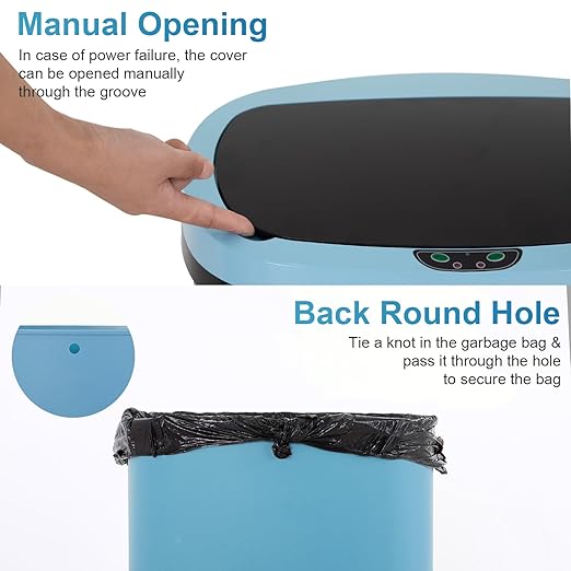 FDW Garbage Can 13 Gallon 50 Liter Kitchen Trash Can for Bathroom Bedroom Home Office Automatic Touch Free High-Capacity with Lid Waste Bin