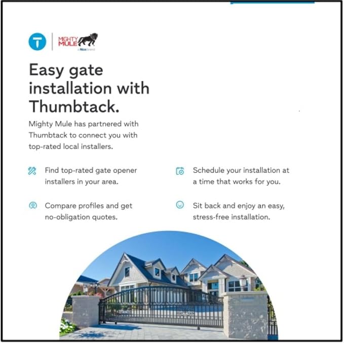 Mighty Mule MM371W Automatic Gate Opener, Smart and Solar Ready, Includes Gate Opener Remote and More-Up to 16ft Long or 550lb, Black, 1 Gate Opener Kit