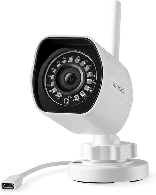 Zmodo 1080p Full HD Outdoor Wireless Security Camera System, Plug-in, Smart Home Indoor Outdoor WiFi IP Camera with Night Vision, Compatible with Alexa