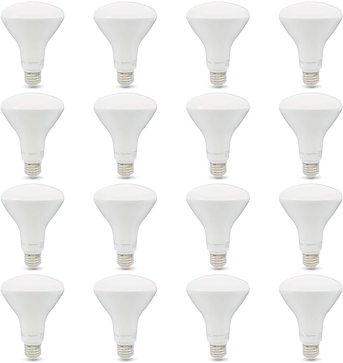 Amazon Basics BR30 LED Light Bulb, 65W Equivalent, 11W Energy Efficient, E26 Standard Base, Soft White 2700K, Dimmable, 10,000 Hour Lifetime, 16-Pack
