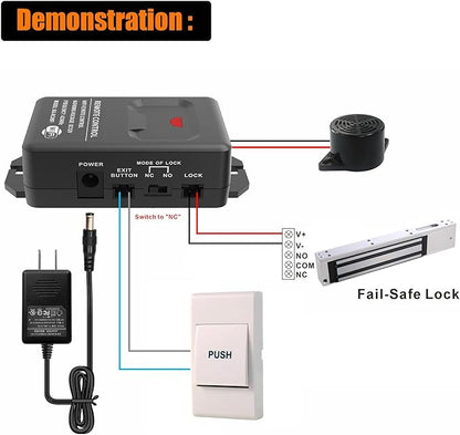 Access Control System Kit with 600lbs Holding Force Magnetic Lock Exit Button WiFi Remote & Buzzer Controlled by Smartphone