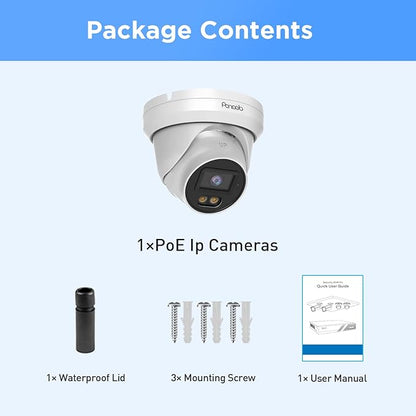 4K PoE IP Dome Camera Outdoor, 8MP Wired Turret Camera, AI Human Vehicle Detection, Built-in Mic, IP67 2.8mm Lens, 100ft Smart Dual Lights Full Color Night Vision, PD93BA1-8MD