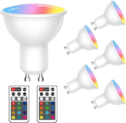 XRise GU10 LED Light Bulb Dimmable 3W LED Bulbs with 180°Flood Beam Warm White 3000K 12 Color Choices Remote Control Included Suitable for Bedroom Living Room Party Gathering（6 Pack ）
