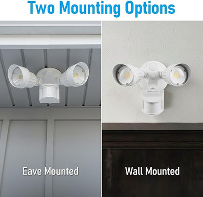 LEONLITE 3CCT LED Security Light, Motion Sensor Outdoor Lights, Dusk to Dawn, ETL Listed, Adjustable Heads, 3000K4000K5000K Selectable, Motion Detector Flood Light, Aluminum, IP65 Waterproof, White