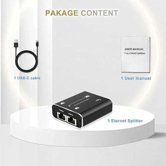 Ethernet Splitter 3Ports Switch 1 in 2 Out High Speed 1000Mbps RJ45 Ethernet Splitter LAN Splitter,Gigabit Internet Splitter with USB Power Cable for Cat5/5e/6/7/8 Cable