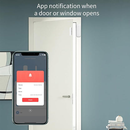 Tuya Zigbee Door and Window Sensor, Wireless Mini Contact Sensor, Requires Tuya Zigbee Hub, Smart Life Zigbee Connection, Compatible with Alexa/Google Assistant, 4Pack