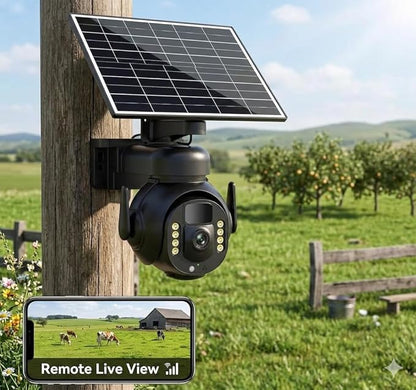 4K 8MP 4G LTE Cellular Security Camera, Outdoor Wireless Camera with Integrated SIM, Night Vision, Two-Way Audio, PIR Motion Detection, IP66 Weatherproof, SD Card Playback.