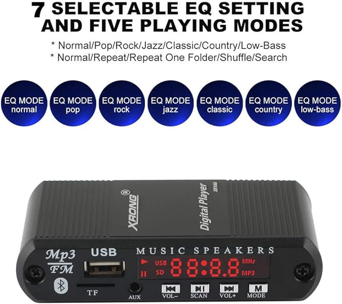 Bluetooth Audio Receiver FM Radio,MP3 Digital Player,LED 4-Digital Display,SD Card/USB Playback 3.5mm Audio Output(Black)