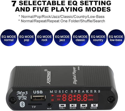 Bluetooth Audio Receiver FM Radio,MP3 Digital Player,LED 4-Digital Display,SD Card/USB Playback 3.5mm Audio Output(Black)