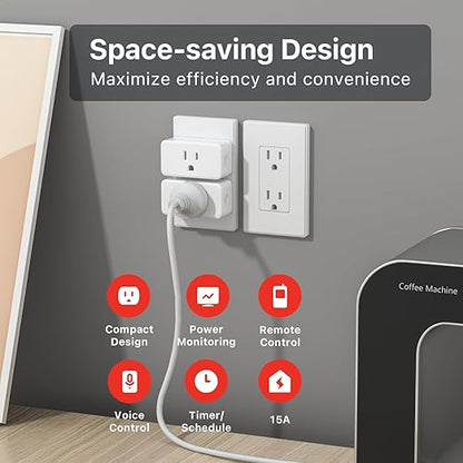 THIRDREALITY ZigBee Smart Plug 4 Pack with Real-time Energy Monitoring,15A Outlet, Zigbee Repeater,ETL Certified,ZigBee Hub Required,Work with Home Assistant,Compatible Echo Devices and SmartThings