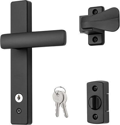 Ideal Security EL Keyed Lever Mount Latch with Deadbolt, Surface Mount Storm Door Handle Replacement, 2 Posts with Tie Down Screw, Matte Black