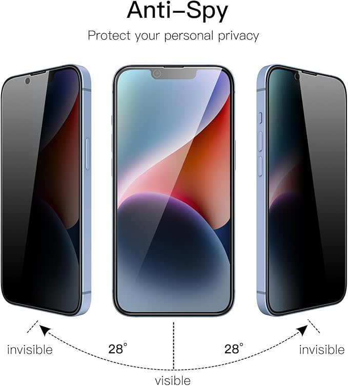 JETech Privacy Full Coverage Screen Protector for iPhone 14 Plus 6.7-Inch, Anti-Spy Tempered Glass Film, Edge to Edge Protection Case-Friendly, 2-Pack
