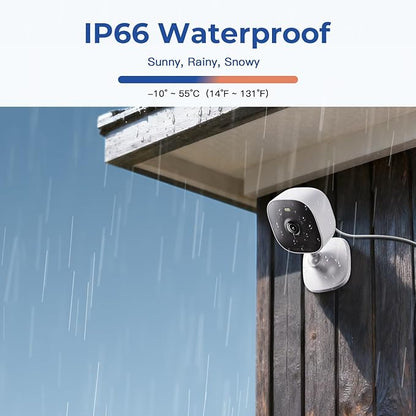 4MP Cameras for Home Security with Audio and Video, Indoor Security Camera for Baby Monitor, 2.4g/5g Outdoor Cameras for House/Pet/Baby, Plug and Play, Support 128G Card Storage (Not Included), Wired