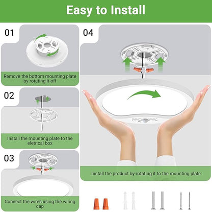 zemty 9inch Motion Sensor Ceiling Lights Wired,18W 1800lm 3CCT/3 Mode/30-120s Timer, Bright White LED Flush Mount Light Fixture Motion Activated for Closet Pantry Hallways Stairwells Garage