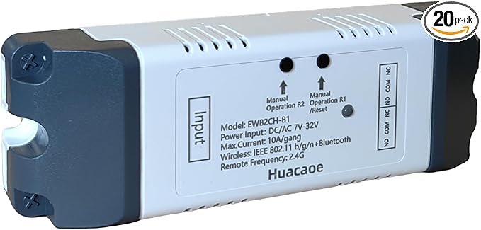 EweLink 2CH 7-32V WiFi RF Wireless Switching Relay,Point/Self-Locking Interlock Mode,App Smart Remote Control for Smart Home, Access Control, Garage Door,Compatible with Alexa Google Home