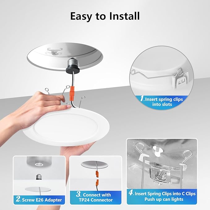 LVWIT Recessed Lights 6 Inch 36 Pack, Modern Retrofit LED Recessed Lighting, 5CCT Color Selectable, Dimmable LED Can Lights with E26 Conversion Kit