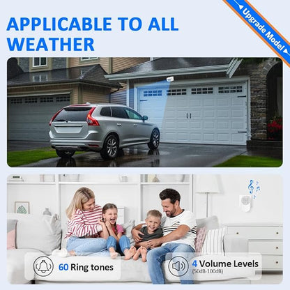 Driveway Alarm Motion Sensor - Driveway Alarms Wireless Outside Weatherproof Motion Detector Presence Outdoor Detector Door Home Security System Gate Mailbox Alert 1 Receiver and 2 Sensors