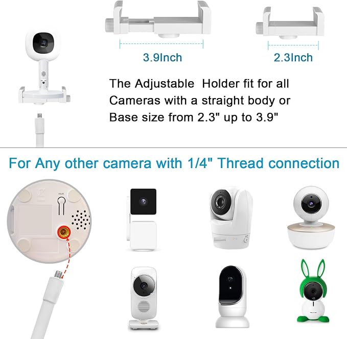 AISVAN Adjustable Height Baby Monitor Floor Stand Holder for Hellobaby HB6560/HB6550 HB65/HB66/HB248 Baby Monitor and Also Compatible with The Nanit Pro Smart Monitor & Flex Stand
