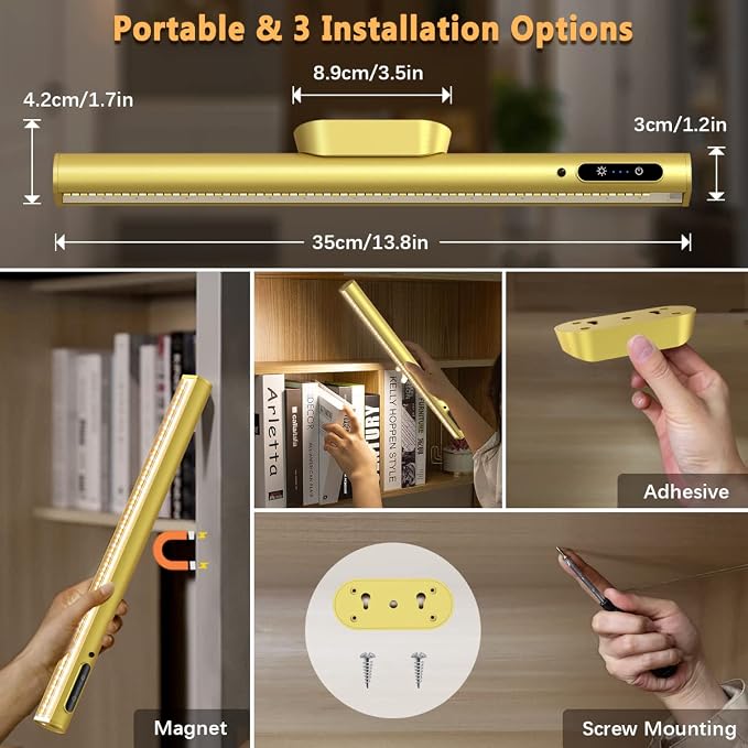 Rechargeable Magnetic LED Light Bar, 4000mAh Wireless Closet Light