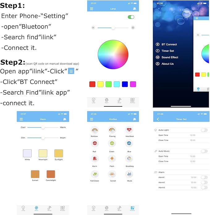 Smart Light Bulb with Bluetooth Speaker 7W 350lm 2700-6500k E27 Controlled RGB Multi Color Adjustable and Dimmable by Wireless APP Music Speaker and Bulb 2 in 1 Mood Lighting