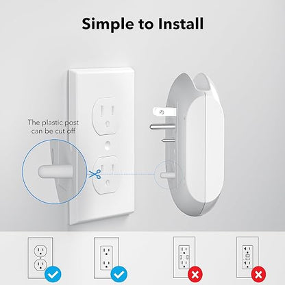 BN-LINK 3-Outlet Extender, Multi Plug Outlets with 3 USB Ports (3.4A Total), Dusk-to-Dawn Sensor Night Light, Surge Protector with Top Phone Holder, for Traveling, Home, School, Office