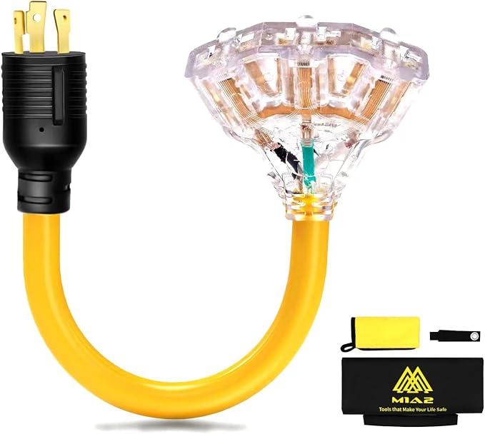 30 Amp to 110 Adapter 15 Amp/20 Amp Generator Adapter Locking Cord L5-30P