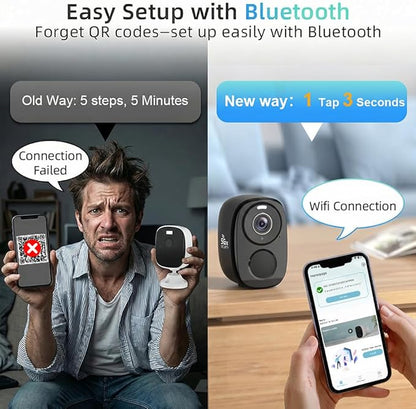 Rraycom 4Pack 5G/2.4G Security Cameras Wireless Outdoor,2K Battery Powered AI Motion Detection Siren Alarm WiFi Home Indoor Camera, Color Night Vision, 2-Way Talk, Waterproof, Works w/Alexa, Cloud/SD
