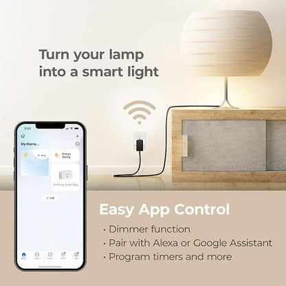 EcoHub Dimmable 2.5A 300W Single Outlet Smart Plug in White Works with iOS or Android APP