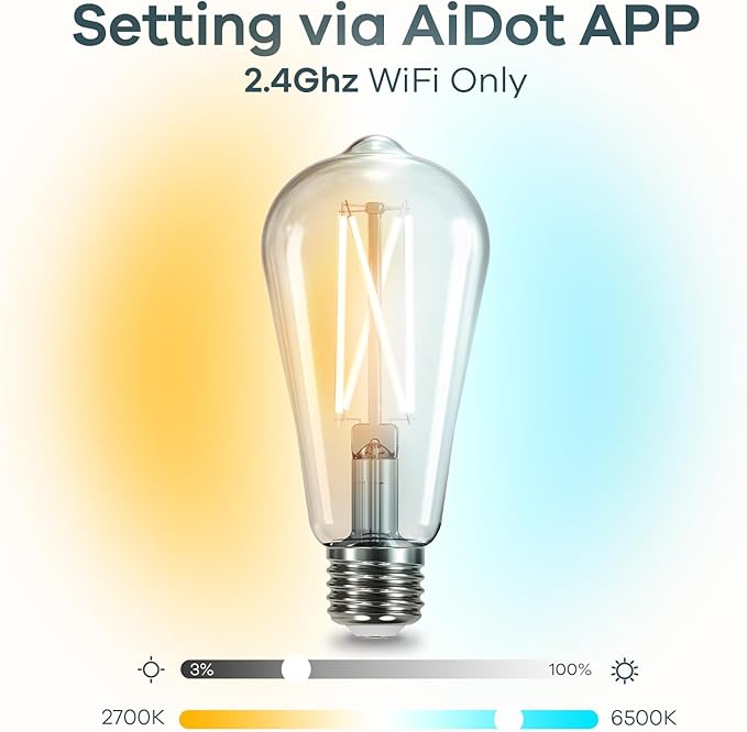 Linkind E26 Smart Edison Bulbs 4 Pack with Remote+ Matter Smart Bulbs, ST19/ST58 Led Bulb Compatible with Alexa