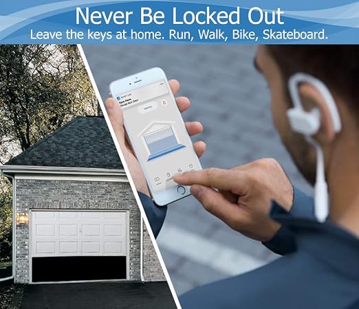 eKyro Smart Garage Door Opener - Universal WiFi Remote Controller Compatible with Alexa, Google Home, iPhone, Siri, Android, Door Left Open Alert, Door Security Systems, Updated Model