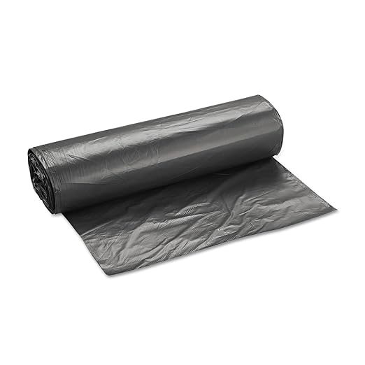 Inteplast Group high-Density interleaved Commercial can Liners, 45 gal, 16 microns, 40" x 48", Black, 25 Bags/roll, 10 Rolls/Carton