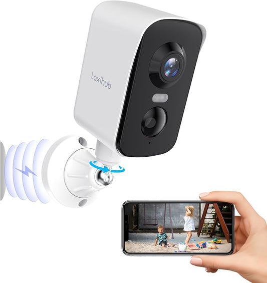 Arenti 340° Pan Wireless Security Camera Outdoor Magnetic, 3MP Battery Powered Wireless Camera for Home Security, Full-Color Night Vision, PIR AI Detection, 2-Way Audio, 2.4G WiFi Works with Alexa